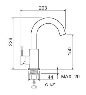 Смеситель для раковины РМС SUS124-001F-1 нержавеющая сталь